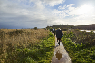 People walking along a path at NWT Cley Marshes