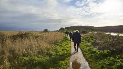 People walking along a path at NWT Cley Marshes