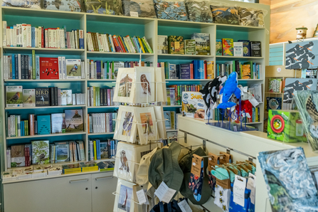 The gift shop at Cley. There are books, cards, prints, socks and plushies!