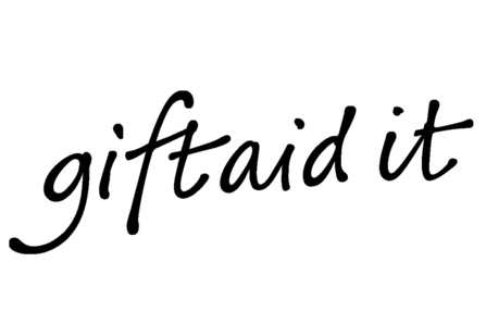 Gift Aid logo, reading 'gift aid it'