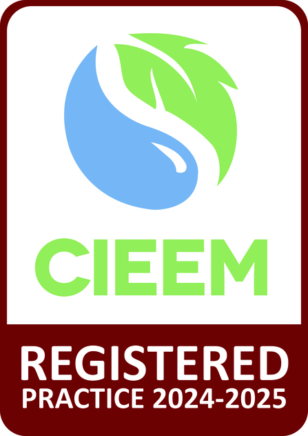 White, green and blue logo for CIEEM