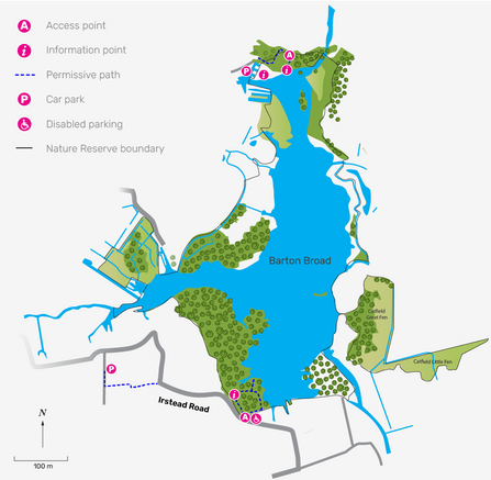 An illustrated map of Barton Broad