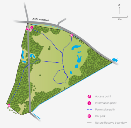 Illustrated map of East Winch Common