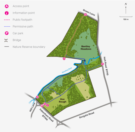 Illustrated map of Beetley and Hoe Rough