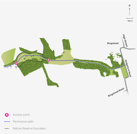 Illustrated map of Ringstead Downs nature reserve