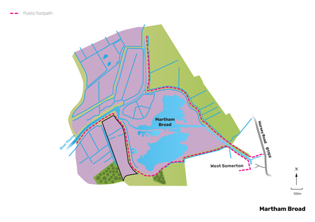 Illustrated map of Martham Broad.