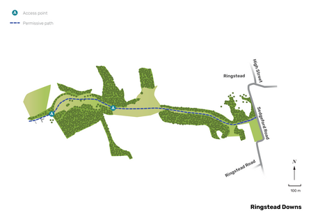 Illustrated map of Ringstead Downs.